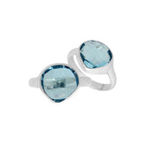 Handmade sterling silver pear bezel double stone ring with Blue Topaz Quartz